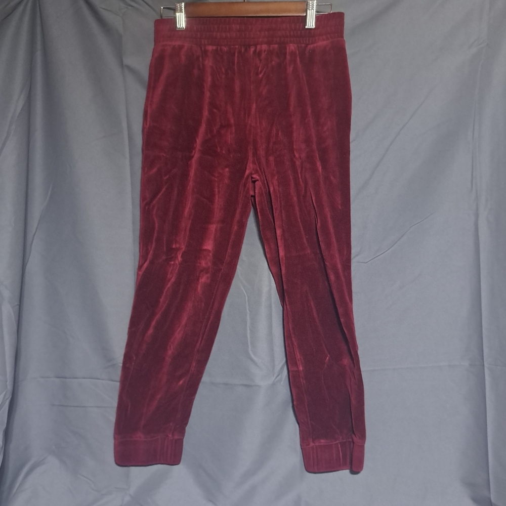 Wild Fable Womens High Waisted Burgundy Velour Joggers Size S